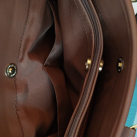 New Multi Turquoise & Blue Striped Shoulder Bag w/ Faux Leather Straps & Bottom - Picture 5 of 7